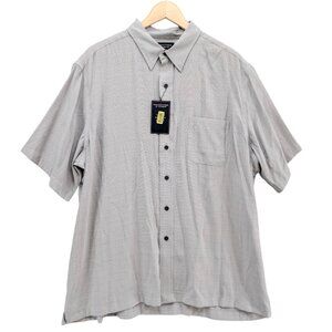 Roundtree & Yorke Modal Blend Shirt Mens Grey Short Sleeve Woven Button Up Sz XL